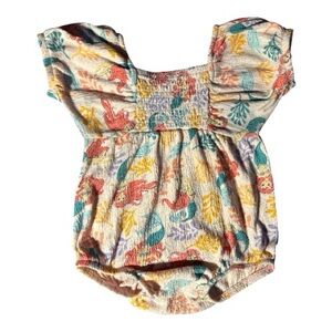 Disney Cream Floral Mermaid Print Baby One-Piece Bodysuit